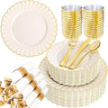 YOUBET 350PCS Ivory Scalloped Plastic Plates by YOUBET