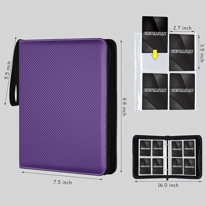 4 Pocket Card Binder, Premium Zip Trading Card Binder, 400 Double Sided Pocket - Image 3