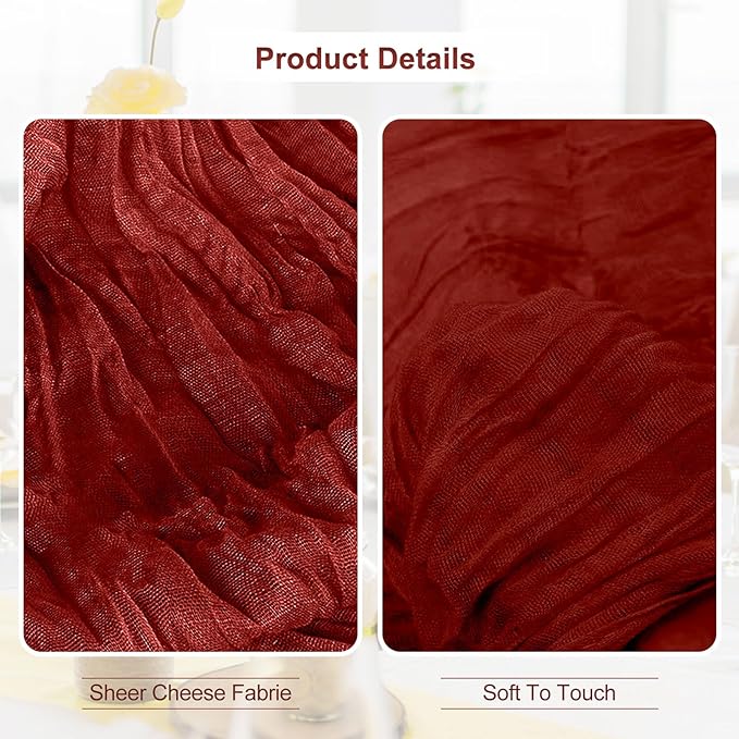 6 Pack Terracotta Cheesecloth Table Runner 35x120 Inch 10Ft Rustic Gauze Cheese - Image 2