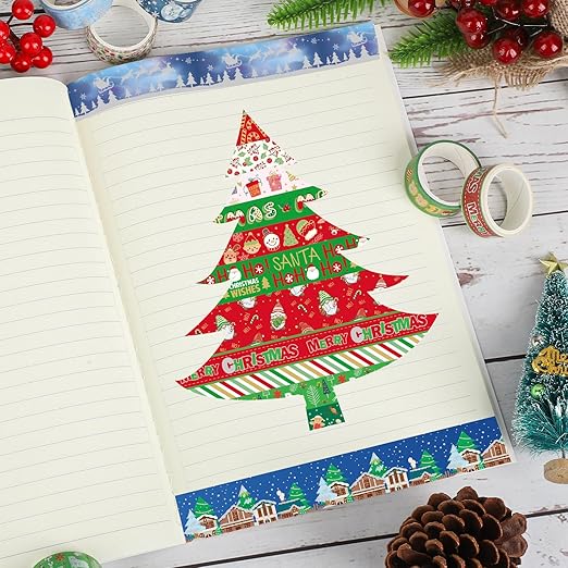 16 Rolls Christmas Washi Tape Holiday Masking Tape Red Green Christmas Wrapping - Image 7