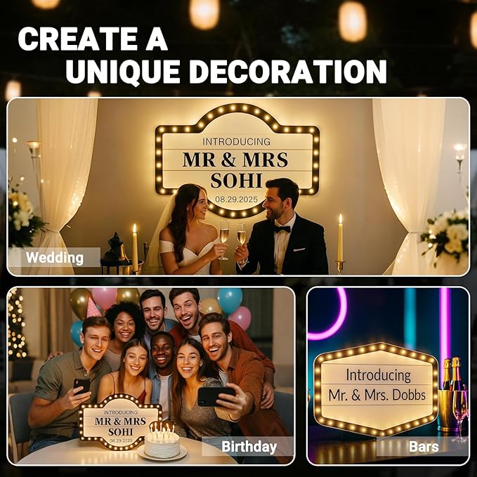 Custom Wedding Bottle Service Sign, IP67 Waterproof LED Marquee Light Up Board - Image 2