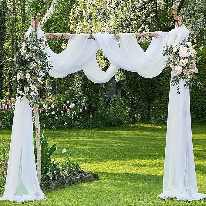 PARTISKY 10x7ft White Chiffon Backdrop Curtains - Image 7