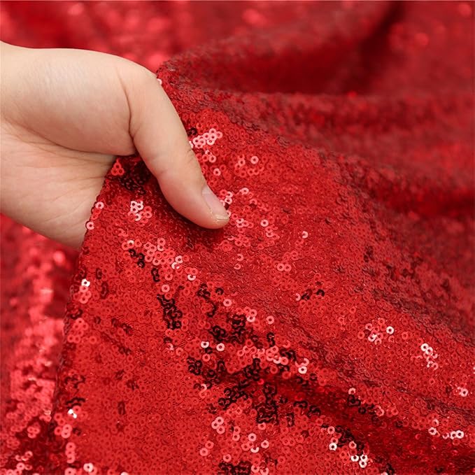 Eternal Beauty Red Sequin Backdrop, 6x6 Ft Glitter Background Curtains - Image 8