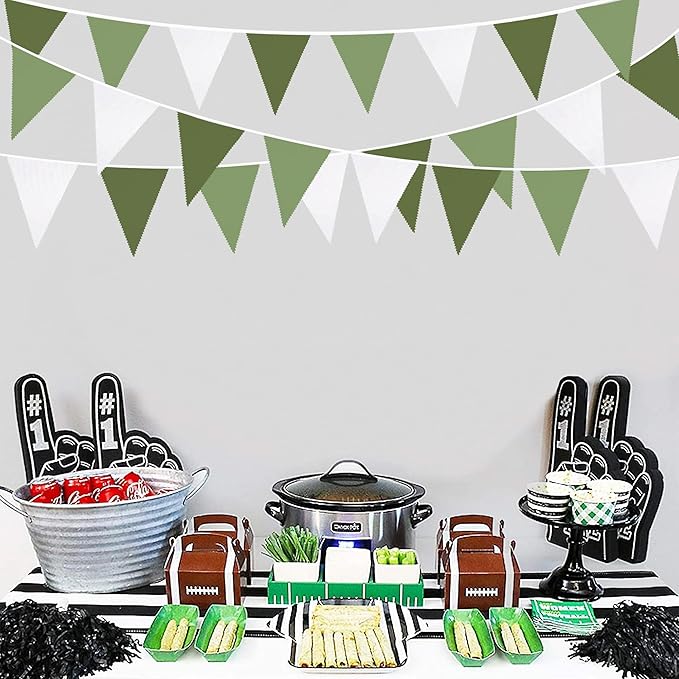 32Ft Olive Green Party Decorations Sage Green Triangle Flag Fabric Banner - Image 5
