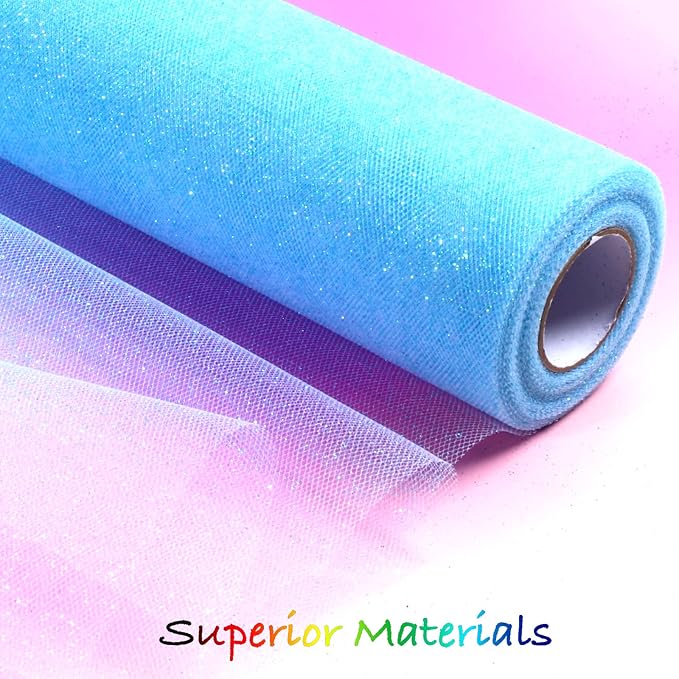Sparkling Tulle Rolls, 15” by 30 Yards Glitter Tulle Spool Ribbon Fabric - Image 4