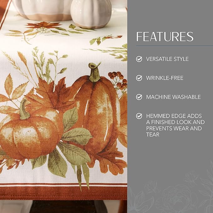 Elrene Home Fashions Autumn Pumpkin Grove Fall Runner, Seasonal Table Decor - Image 3
