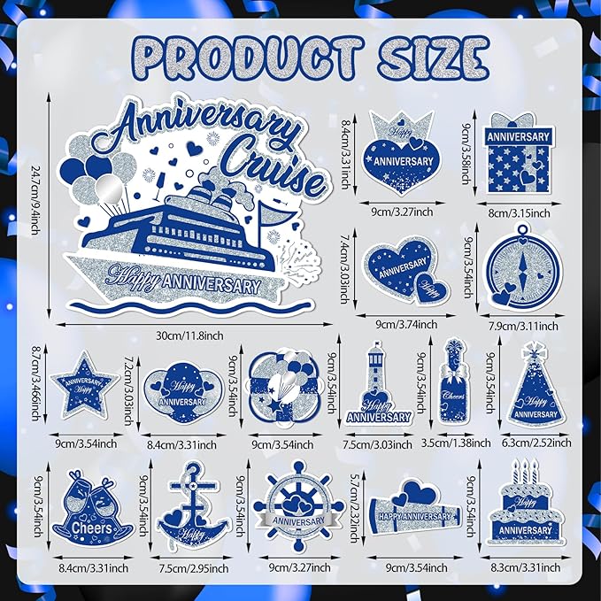Happy Anniversary Cruise Door Magnets Decorations - Image 7
