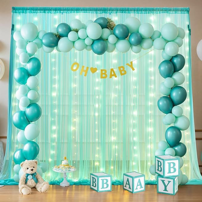 Sage Green Tulle Backdrop Curtains - Image 3