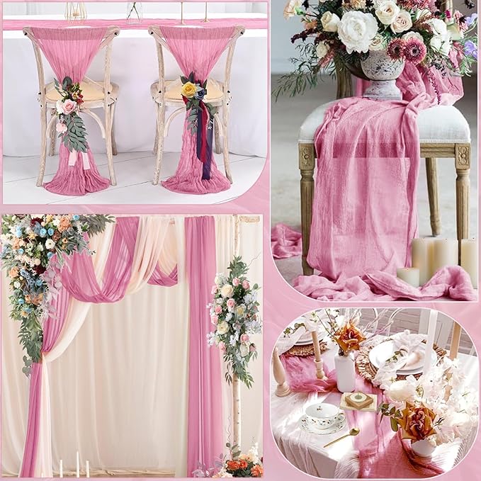 16PCS Dusty Rose Cheesecloth Table Runner 10FT Table Runner Cheesecloth - Image 7