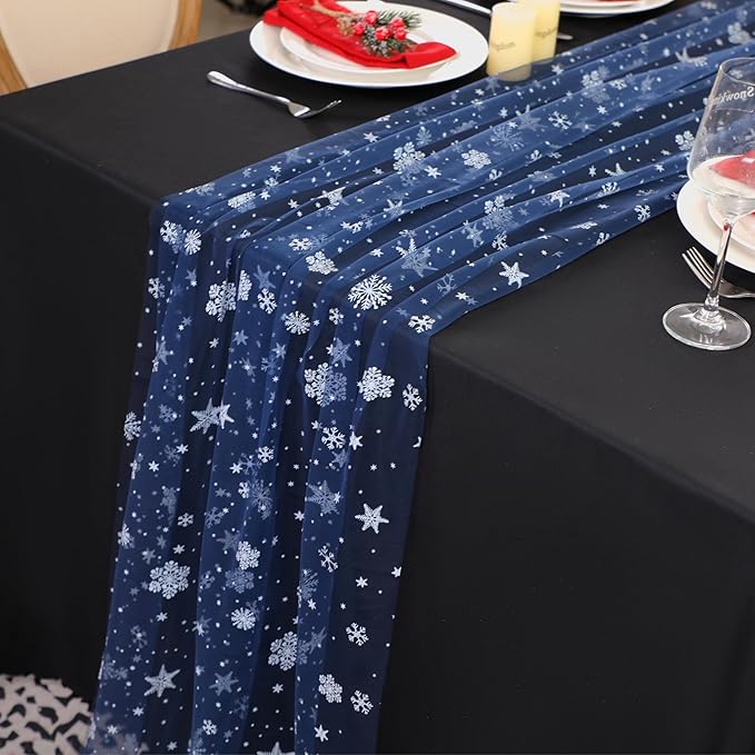 Snowkingdom Christmas Table Runner, 120 Inch Seasonal Winter Holiday Kitchen - Image 7