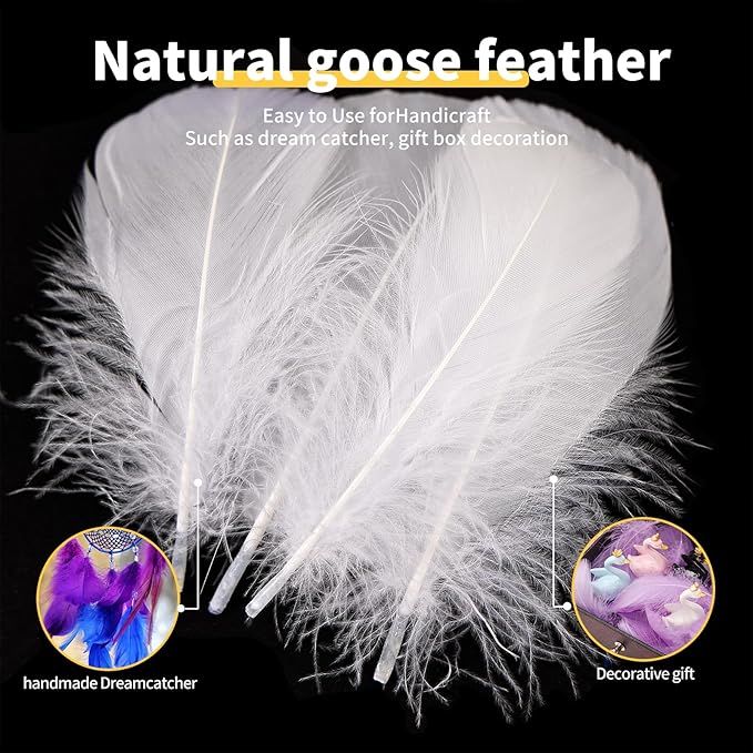 THARAHT 360pcs White Feathers 3-5 inch Craft Feathers Assorted Rainbow Colors - Image 4