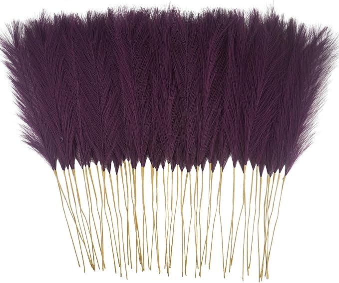 50pcs Pink Faux Pampas Grass Decor, 21.6" Short Artificial Pompous Grass Floral by ObbsieDirect