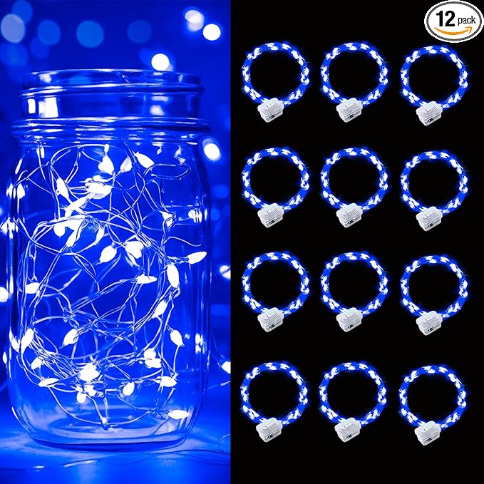pozzolanas 12 Pack Blue Battery Operated String Lights - 7ft Waterproof Fairy by pozzolanas