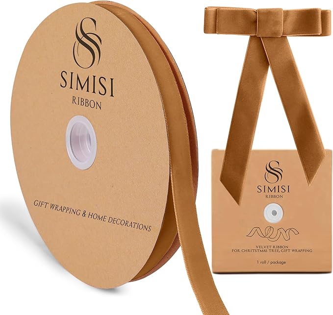Copper Velvet Ribbon 5/8'' 25 Yards by SIMISIRIBBON