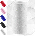 Swpeet 6 Inch by 50 Yards White Glitter Tulle Fabric Roll, Fabric Spool by Swpeet