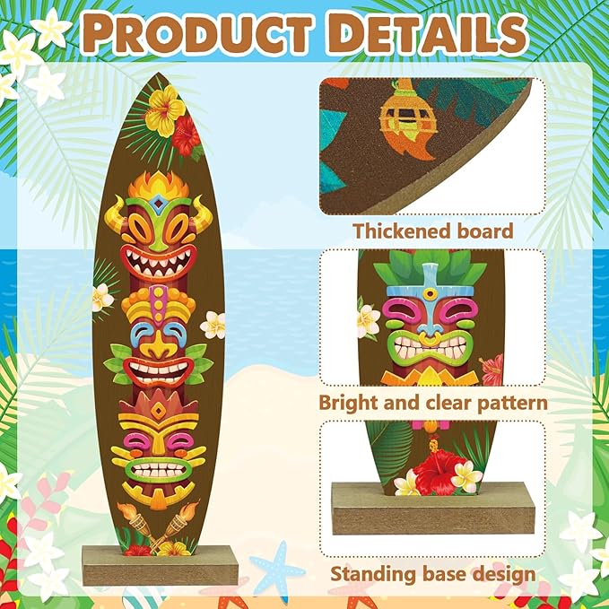 4 Pcs Surfboard Decorations for Party Welcome to Paradise Sign Tropical Bar - Image 3