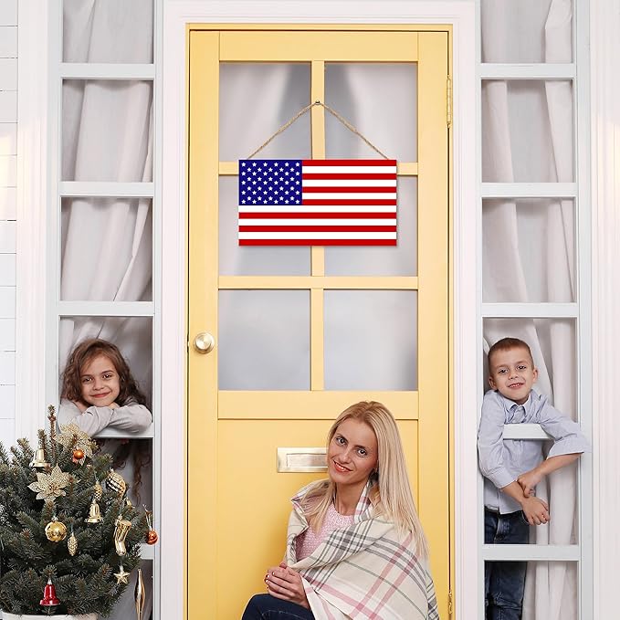 American Flag Door Hanging Sign，Farmhouse Patriotism Artwork Decorations Signs - Image 8