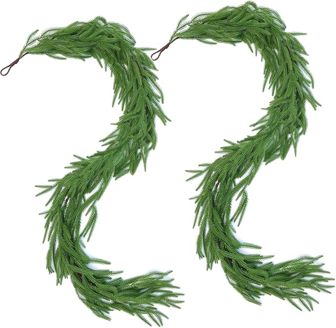 Hananona 2 Pcs 6 Ft Artificial Norfolk Pine Garlands, Real Touch Winter Pine - Image 3