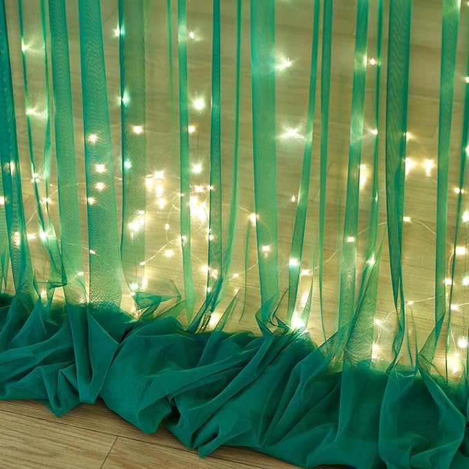 Hunter Green Tulle Backdrop Curtains - Image 7