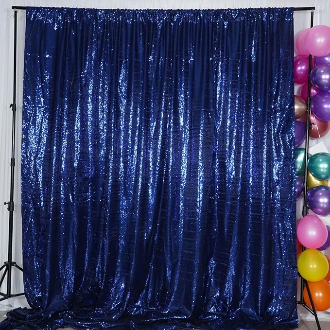 Poise3EHome Navy Blue Sequin Backdrop, 6Ft x 6Ft Glitter Satin Background Drapes - Image 4