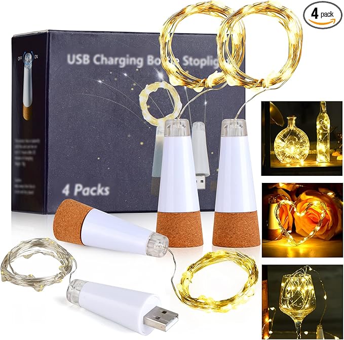Wine Bottle Lights with Cork Switch by Godinsky
