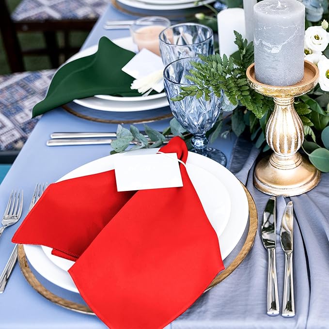 Aneco 12 Pieces Christmas Satin Napkins Soft Dinner Napkins Square Weddings - Image 5