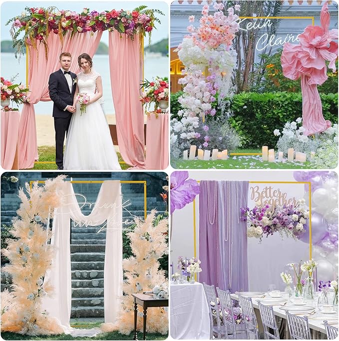 6.6FT x 5.2FT Wedding Arch Backdrop Gold Square Backdrop Stand Metal Balloon - Image 5