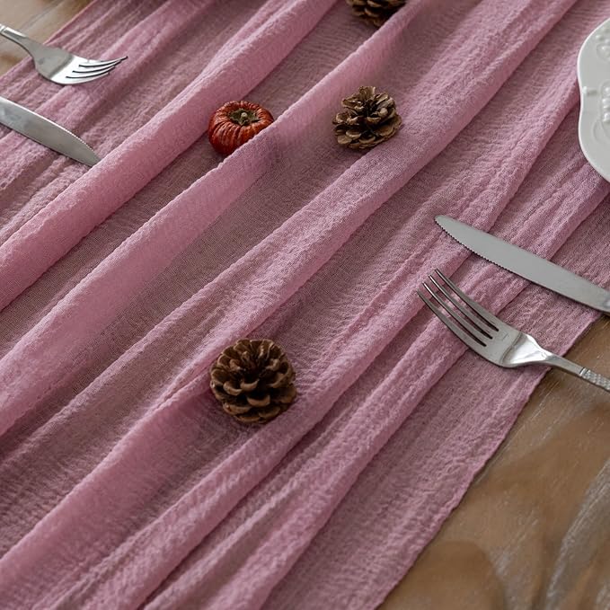 Table Runner Dusty Rose Cheesecloth Gauze 120 Inch 10 FT Rustic Boho Cheese - Image 3