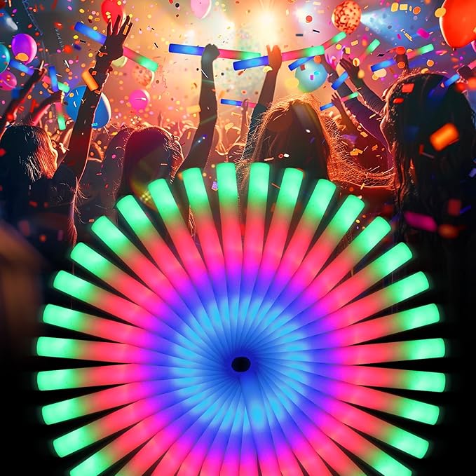 225 Foam Glow Sticks, Foam Light Up Sticks Party Supplies by Wellent