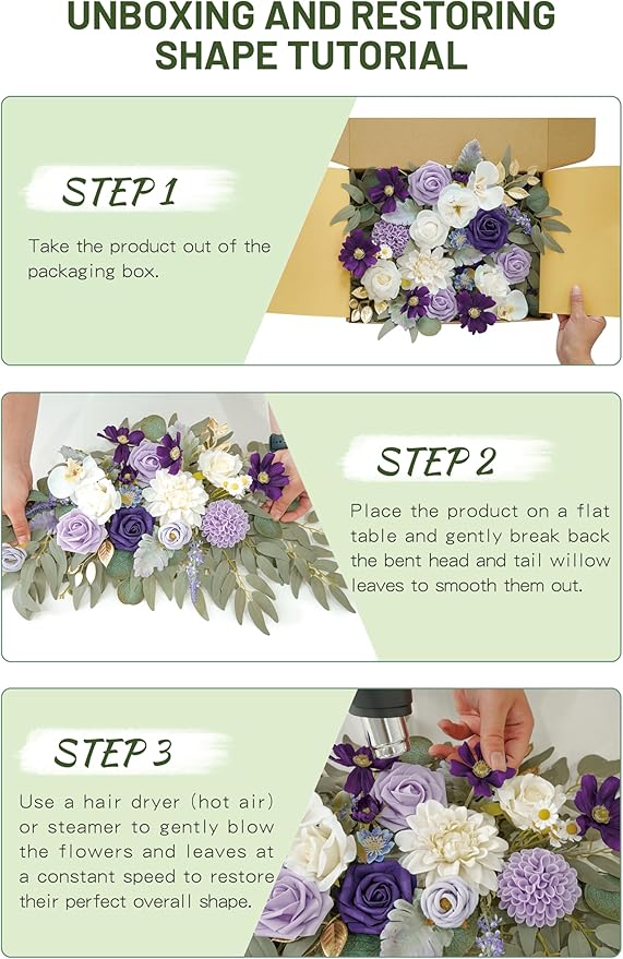 Faux Flower Swag Set of 2 for Wedding Welcome Signs Floral Swag Wedding - Image 7