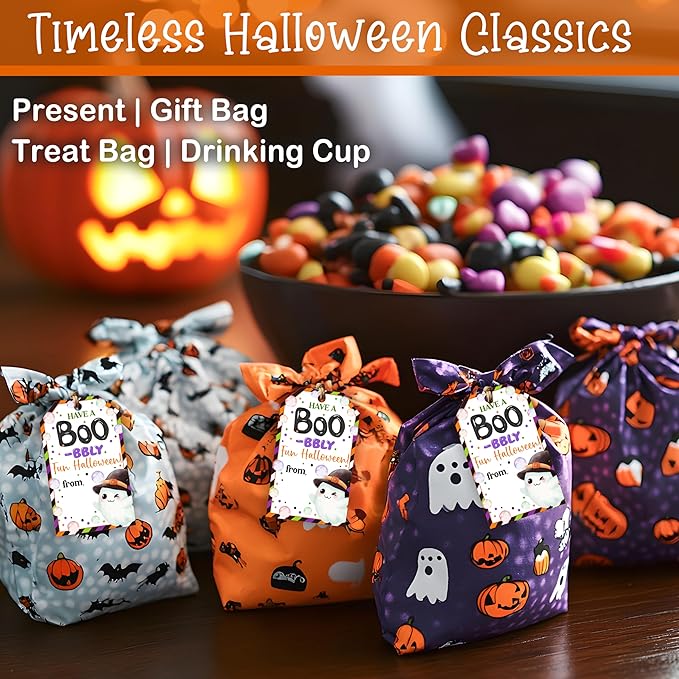 50 Pcs Halloween Tags with String, 2.1"×3.5" Ghost Paper Gifts Tags, Boo Trick - Image 4