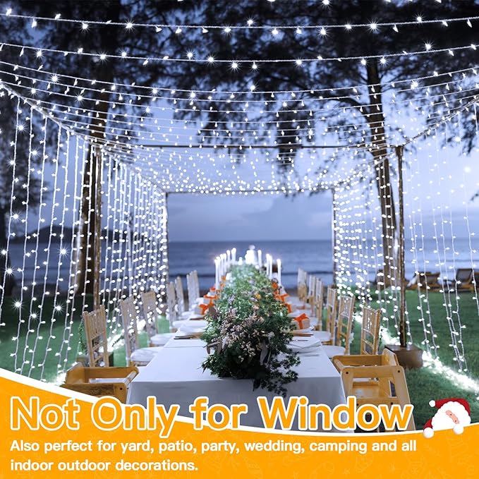Ollny 300 LED 9.8ftx9.8ft Outdoor Waterproof Christmas Curtain Lights - Image 7