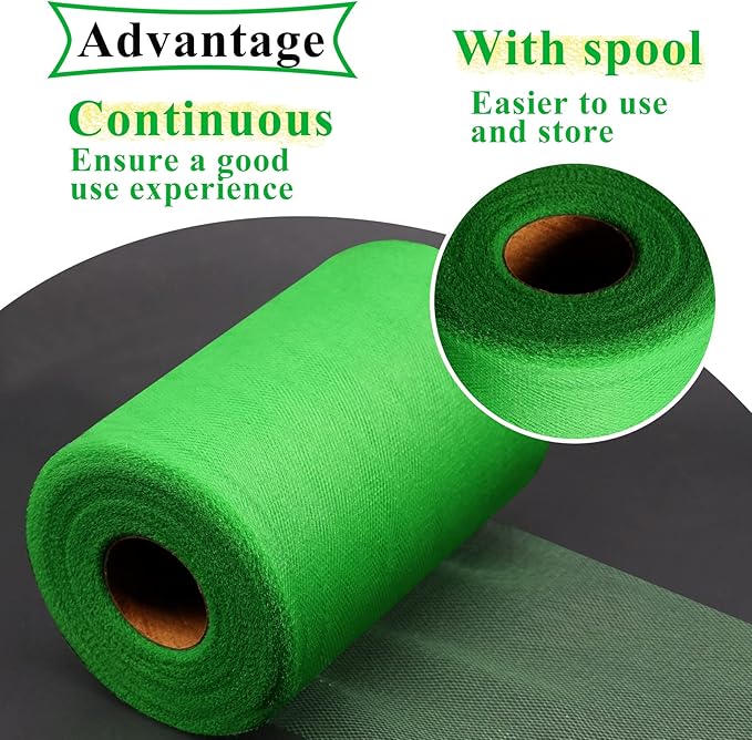 Emerald Green Tulle Fabric Rolls 6 Inch by 100 Yards Fabric Spool Tulle Ribbon - Image 3