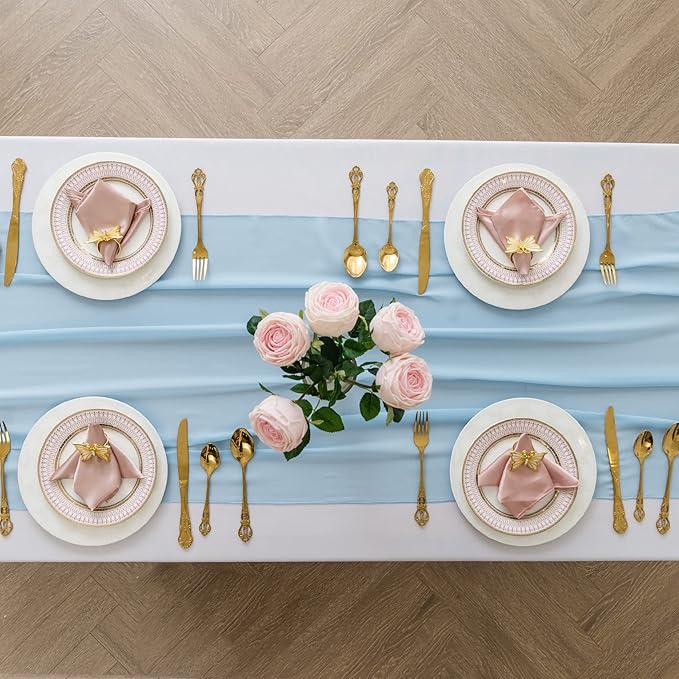 6Pack 9ft Chiffon Table Runner 14x108 Inch Sheer Romantic Table Runner - Image 3