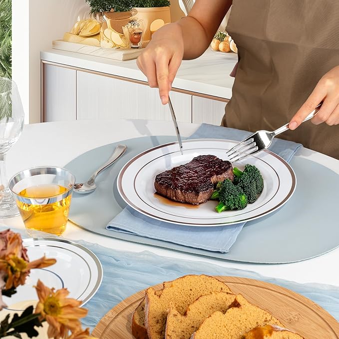 BESTVIP 700PCS Silver Plastic Dinnerware Set - Image 7