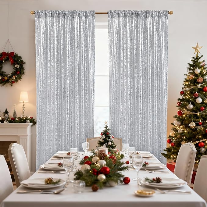 SquarePie Sequin Backdrop Non-Transparent Background Sparkly Curtain - Image 5