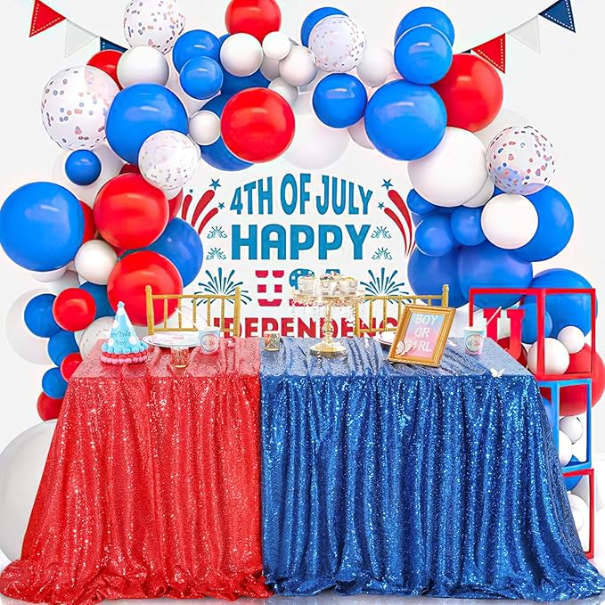 QueenDream Sequin Tablecloth Royal Blue Party Decorations: 60x102 Inch Glitter - Image 2