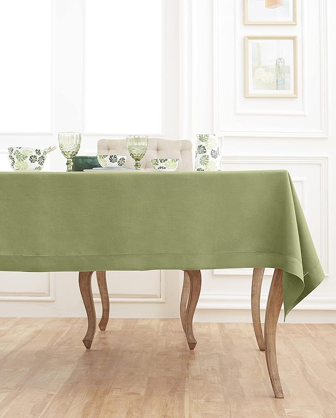 Solino Home Linen Moss Green Tablecloth 60 x 108 Inch - Image 3