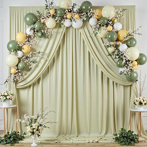 10 ft x 10 ft Wrinkle Free Sage Green Backdrop Curtain - Image 2