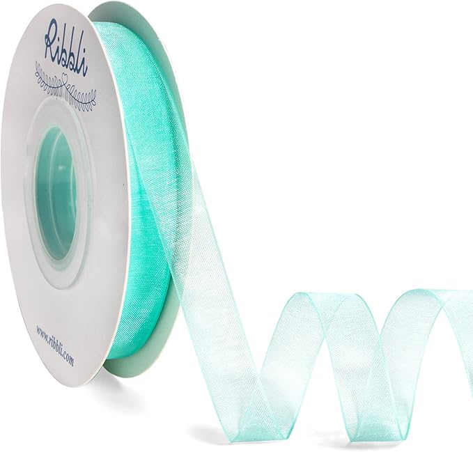 Ribbli Aqua Blue Organza Ribbon, 1/2 Inches x Continuous 50 Yard, Aqua Blue by Ribbli