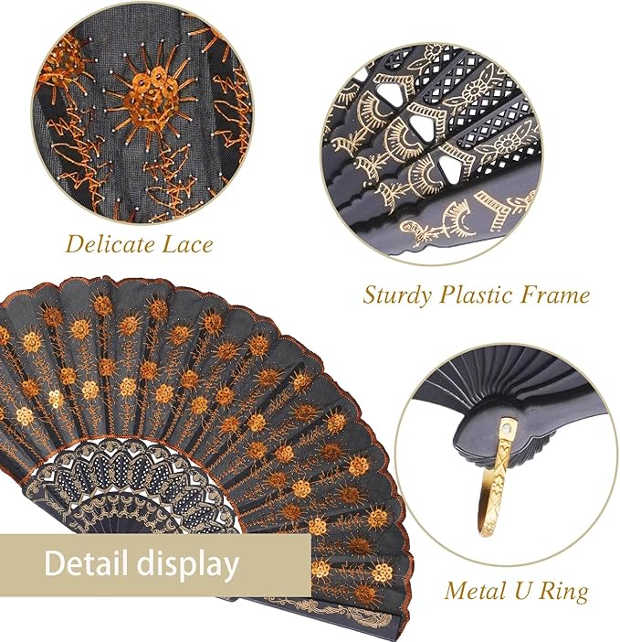 QIRMIZI 10 Pack Fabric Folding Handheld Fans, and Dancing - Image 2