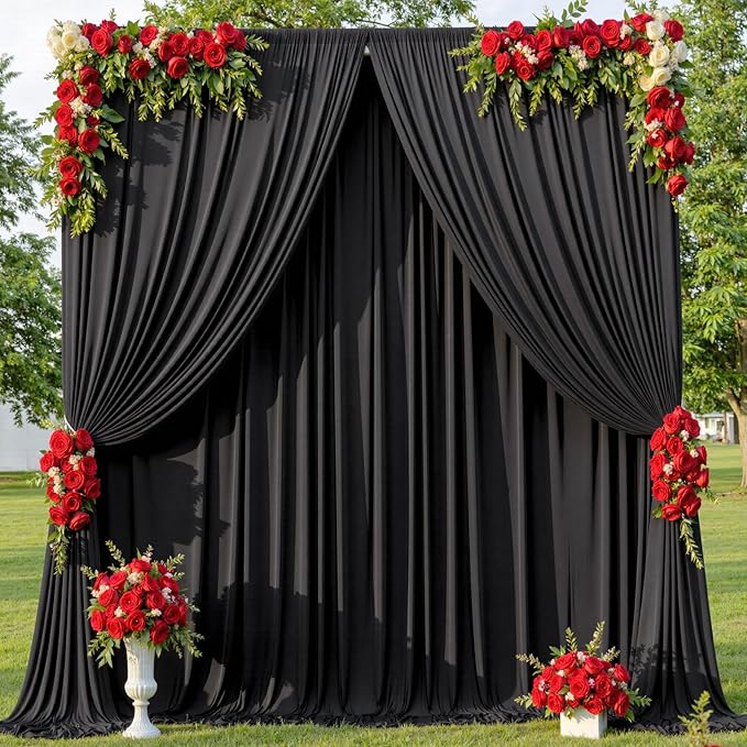 40ftx10ft Wrinkle Free Black Backdrop Curtain - Image 3
