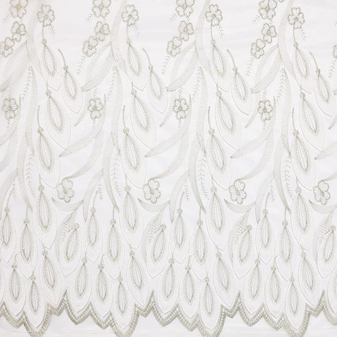 VISIONTEX White Sheer Voile Curtains, Decorative White Embossed Drip Rod Pocket - Image 7