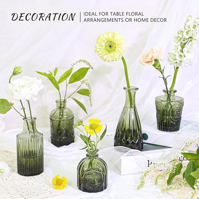 Glass Bud Vase Set of 5, Mini Vintage Vase - Image 5