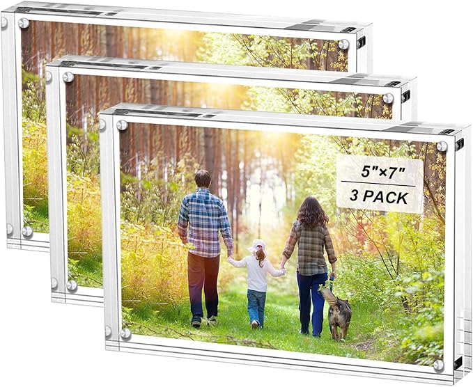 Boxalls 5x7 Inches Acrylic Picture Frames- 3 Pack, Desktop Frameless Photo by BOXALLS
