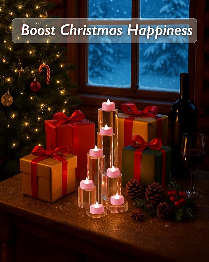 Raycare Pink LED Tea Lights Battery Operated, 200+Hour Flickering Votive Candles - Image 6