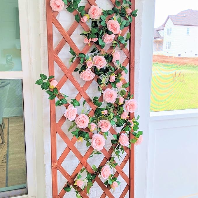 UKELER 2 Pack Artificial Rose Vines Silk Flower Garland Artificial Floral Plant - Image 8