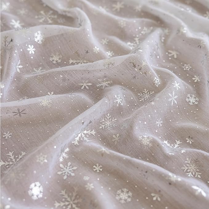 Silvery Snowflake Metallic Print Tulle Christmas Table Runner, Seasonal Winter - Image 3