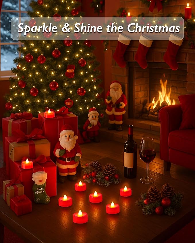 Raycare Red LED Tea Lights Battery Operated, 200+Hour Flickering Votive Candles - Image 6