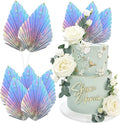Ephlyn 6Pcs Paper Palm Leaves Fan Cake Toppers Palm Leaf Fan Cake Picks Craft by Ephlyn